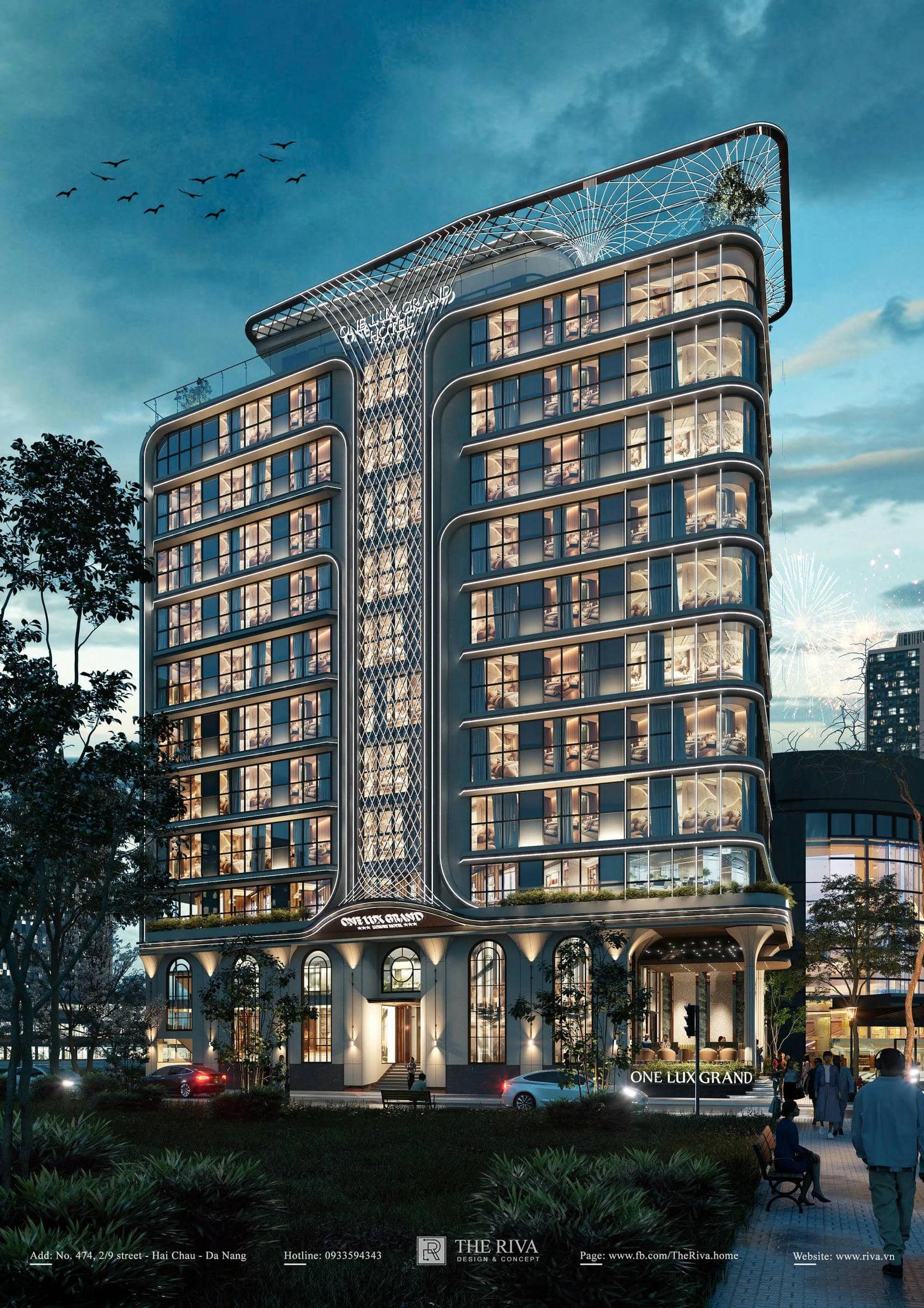 Thiết kế kiến trúc khách sạn hiện đại One Lux Grand Hotel