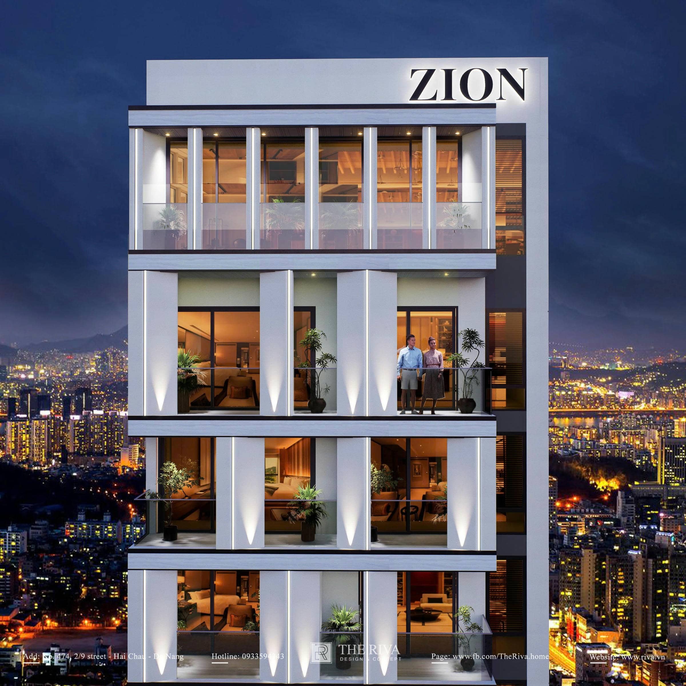 Thiết kế kiến trúc khách sạn hiện đại Zion Luxe Hotel