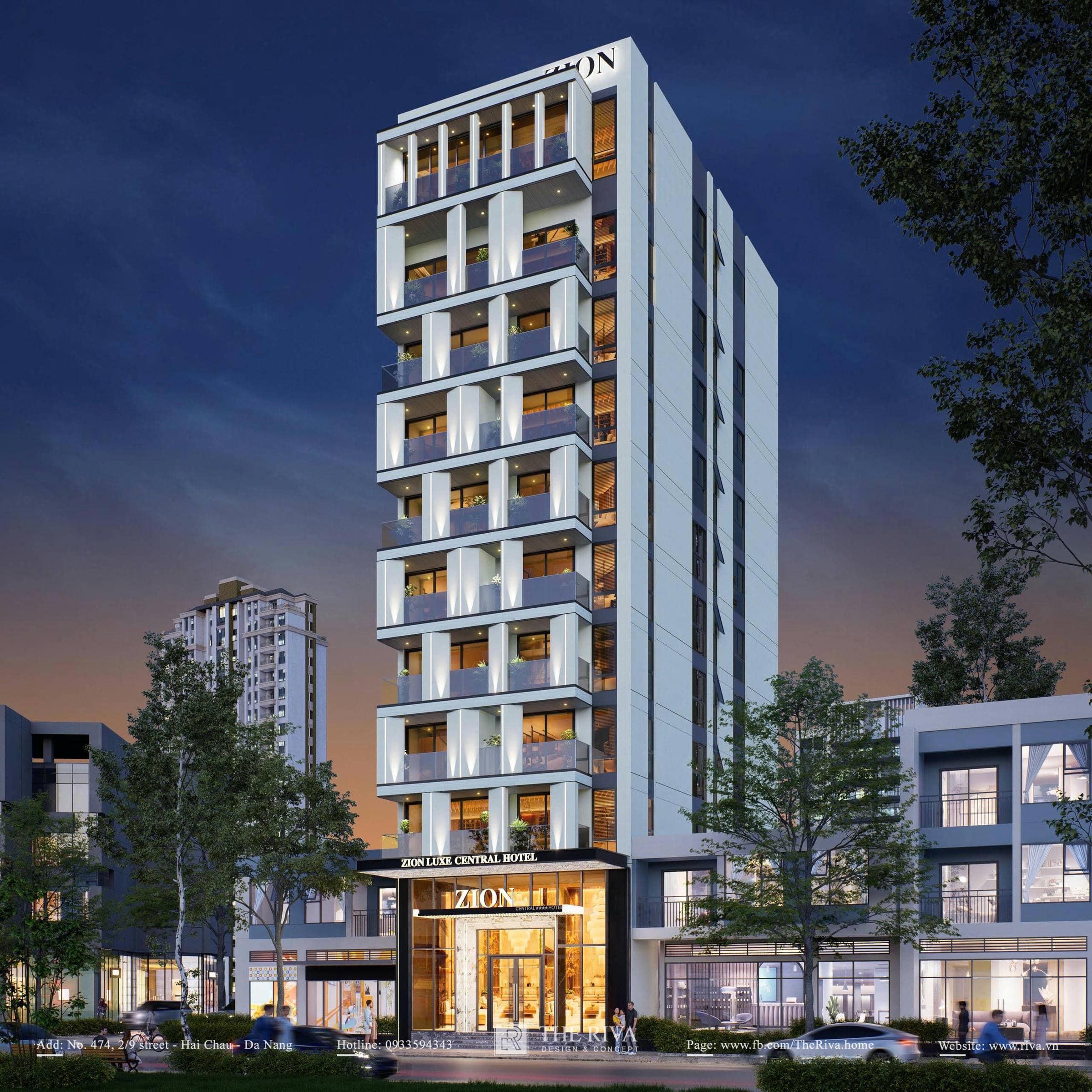 Thiết kế kiến trúc khách sạn hiện đại Zion Luxe Hotel