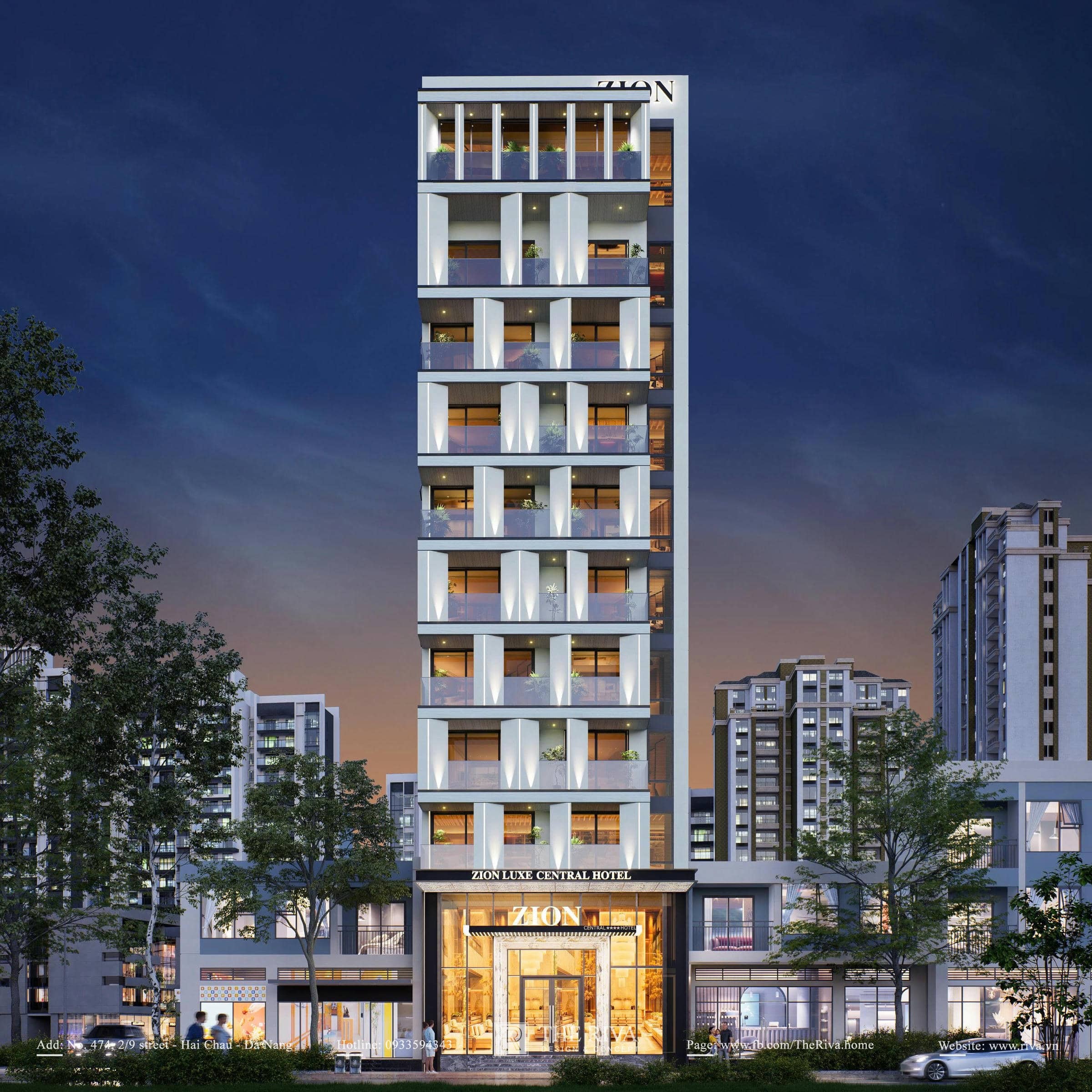 Thiết kế kiến trúc khách sạn hiện đại Zion Luxe Hotel