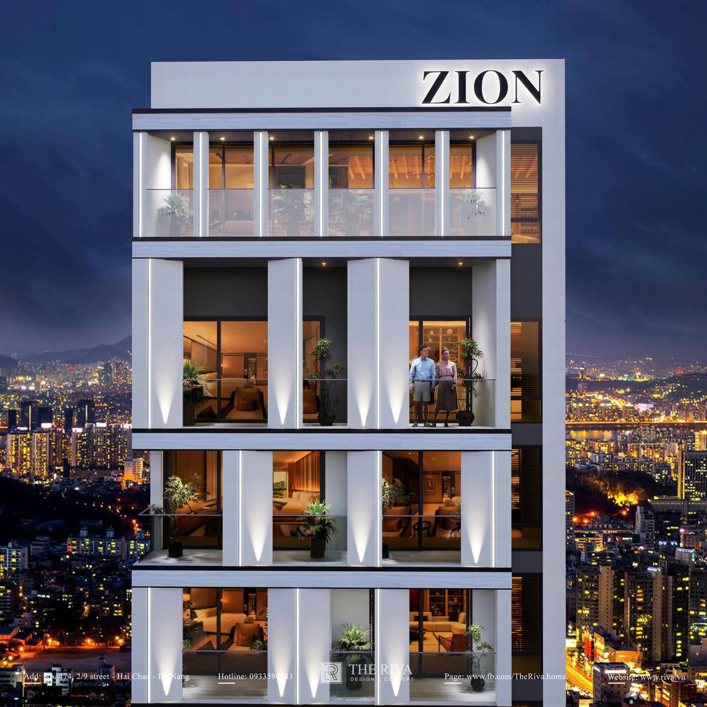Thiết kế kiến trúc khách sạn hiện đại Zion Luxe Hotel